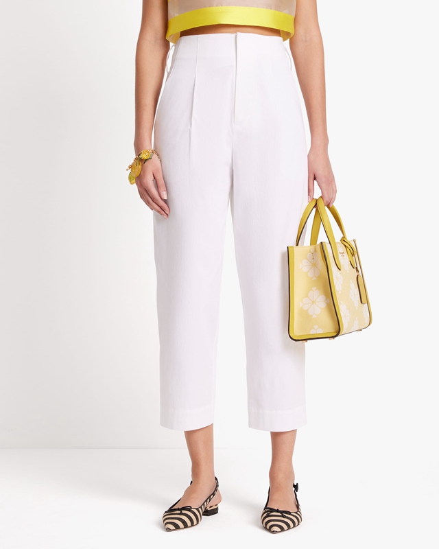 White Kate Spade Tie-Waist Poplin Women's Pants | 52374-AXZW