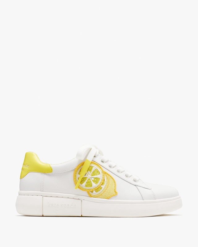 White Yellow Kate Spade Lift Lemon Women\'s Sneakers | 13206-SICP