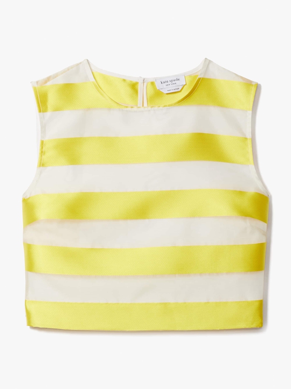 Yellow / Cream Kate Spade Awning Stripe Organza Shell Women's Tops | 14352-KRVC