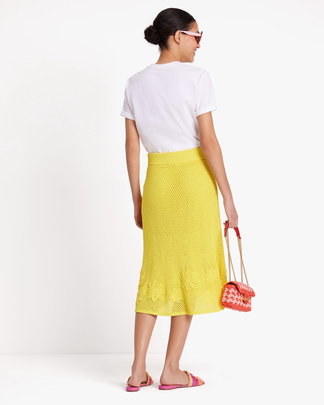 Yellow Kate Spade Crochet Midi Knit Women's Skirts | 81695-CFLS