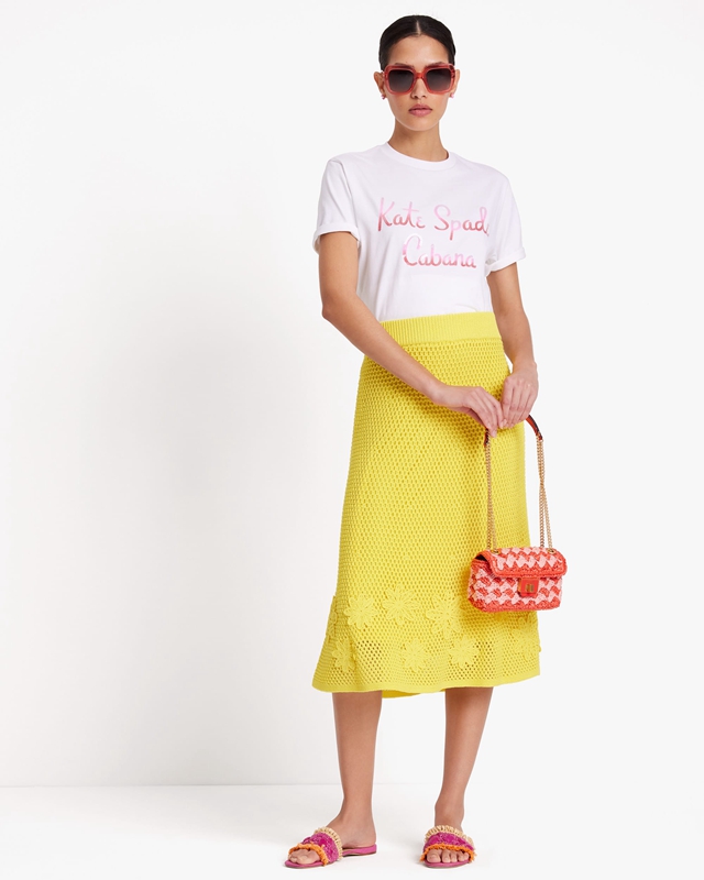 Yellow Kate Spade Crochet Midi Knit Women\'s Skirts | 81695-CFLS