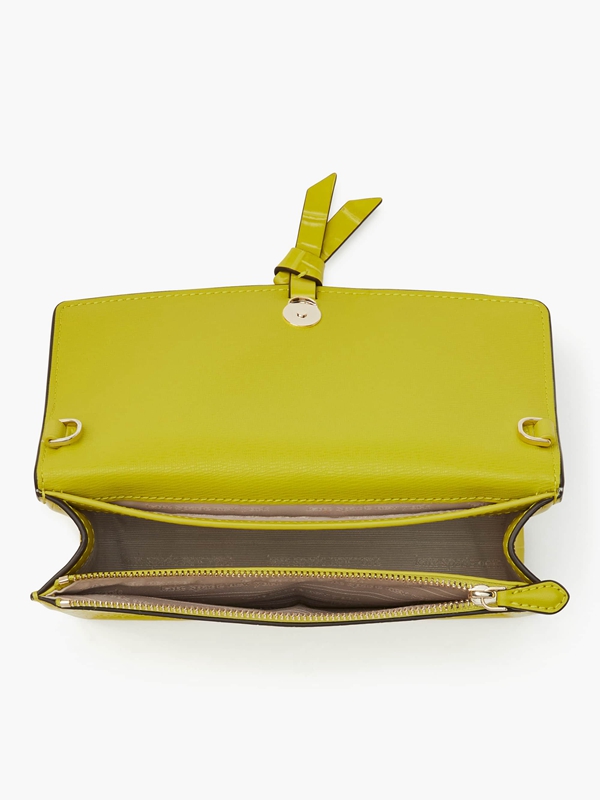 Yellow Kate Spade Knott Croc-Embossed Flap Women's Crossbody Bags | 40679-CUYL