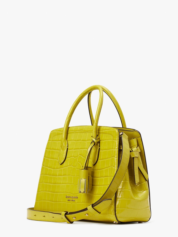 Yellow Kate Spade Knott Croc-Embossed Medium Women's Satchel Bags | 56892-DVGF