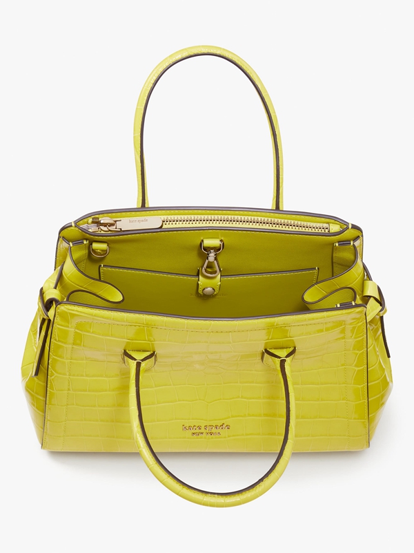 Yellow Kate Spade Knott Croc-Embossed Medium Women's Satchel Bags | 56892-DVGF