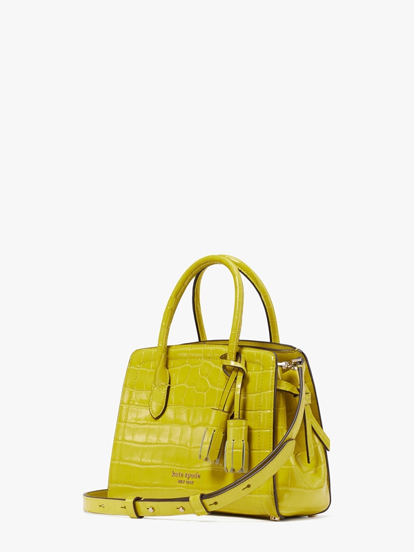 Yellow Kate Spade Knott Croc-Embossed Mini Women's Satchel Bags | 45128-QKNP