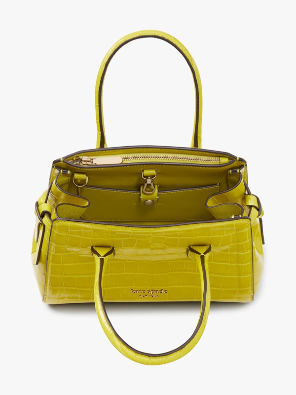 Yellow Kate Spade Knott Croc-Embossed Mini Women's Satchel Bags | 45128-QKNP