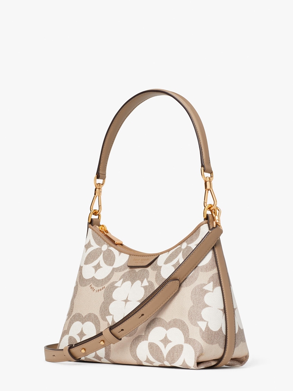 beige Kate Spade Oversized Spade Flower Monogram Reece Small Convertible Women's Crossbody Bags | 92386-KLHD