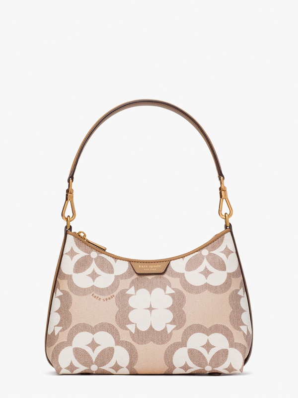 beige Kate Spade Oversized Spade Flower Monogram Reece Small Convertible Women\'s Crossbody Bags | 92386-KLHD